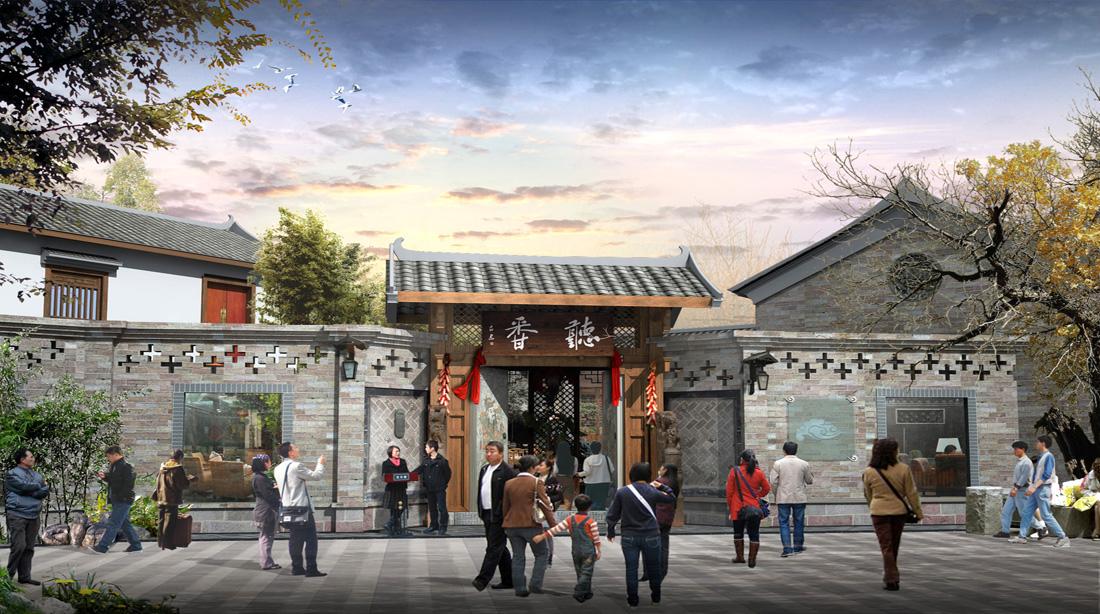 典型餐饮院落入口效果图